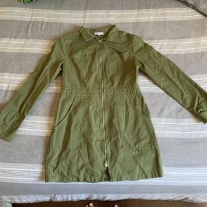Army green zip dress
